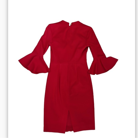 Trina Turk Red Lane V neckline bell sleeve sheath dress size fits like a 4 - Picture 12 of 13